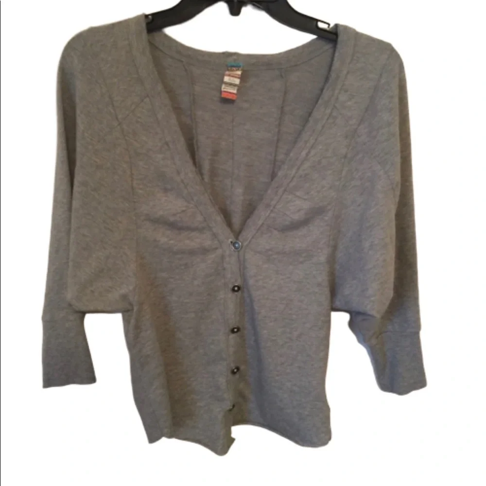 Free People grey button up cardigan/ sweater XS